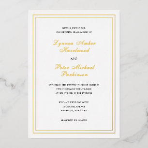Invitation En Aluminium Mariage Élégant Noir et Blanc Classique