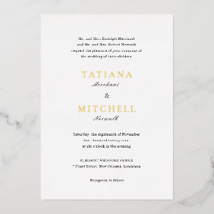 Invitation En Aluminium Mariage Élégant Noir et Blanc Classique