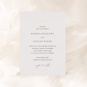 Invitation En Aluminium Mariage Élégant Noir et Blanc Classique