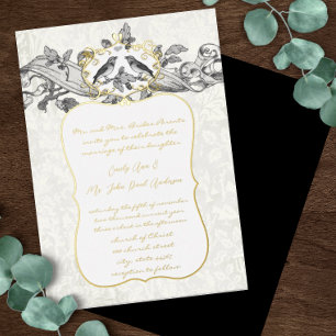 Invitation En Aluminium Mariage élégant or noir et gris Forest Grove
