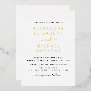 Invitation En Aluminium Mariage Élégant or romantique