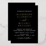 Invitation En Aluminium Mariage Élégant Romantique Black Gold<br><div class="desc">Black and Gold Foil élégant et moderne Wedding Invitations - comprend une belle et élégante typographie de script pour la célébration spéciale de Wedding Day.</div>