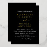 Invitation En Aluminium Mariage Élégant Romantique Black Gold<br><div class="desc">Black and Gold Foil élégant et moderne Wedding Invitations - comprend une belle et élégante typographie de script pour la célébration spéciale de Wedding Day.</div>