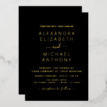 Invitation En Aluminium Mariage Élégant Romantique Black Gold<br><div class="desc">Black and Gold Foil élégant et moderne Wedding Invitations - comprend une belle et élégante typographie de script pour la célébration spéciale de Wedding Day.</div>
