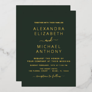 Invitation En Aluminium Mariage Élégant Romantique Emerald Green Gold