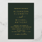 Invitation En Aluminium Mariage Élégant Romantique Emerald Green Gold (Recto)