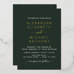 Invitation En Aluminium Mariage Élégant Romantique Emerald Green Gold<br><div class="desc">Emerald Green et Gold Foil élégantes et modernes invitations de mariage - comprend une belle et élégante typographie de script pour la célébration spéciale de mariage.</div>