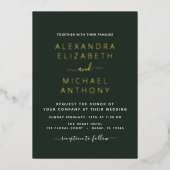 Invitation En Aluminium Mariage Élégant Romantique Emerald Green Gold (Recto)