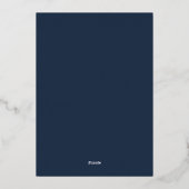 Invitation En Aluminium Mariage Élégant Romantique Marine Bleu Or (Verso)