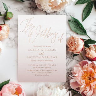 Invitation En Aluminium Mariage Élégant Rose Gold Blush Rose