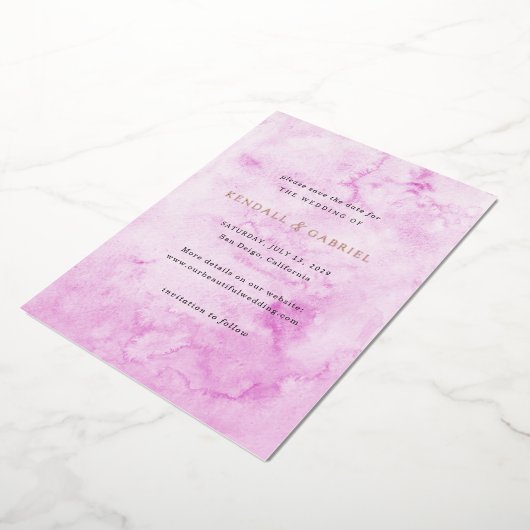 Invitation En Aluminium Mariage élégant rose Kendall Enregistrer la date (Rotation)