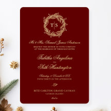 Mariage élégant rouge or