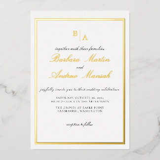 Invitation En Aluminium Mariage Élégant Script Minimaliste en Or