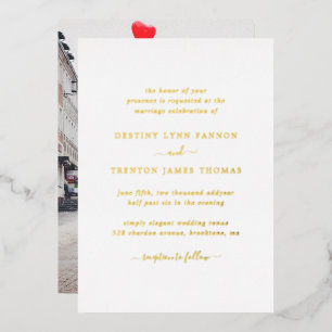 Invitation En Aluminium Mariage Élégant Simple Photo Moderne