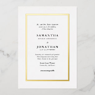 Invitation En Aluminium Mariage Élégant Traditionnel avec Bordure de Feuil