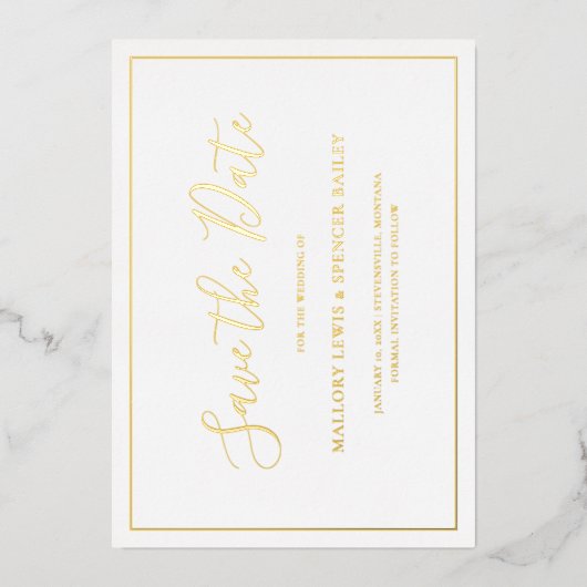 Invitation En Aluminium Mariage Élégant Traditionnel Enregistrer La Date (Recto)