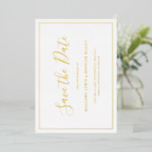 Invitation En Aluminium Mariage Élégant Traditionnel Enregistrer La Date (Debout devant)