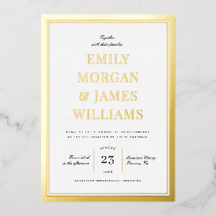 Invitation En Aluminium Mariage Élégant Typographie Vintage avec Bordure N
