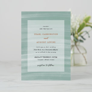 Invitation En Aluminium Mariage Élégant Vert Assourdi Chic Côtier