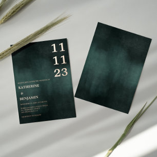 Invitation En Aluminium Mariage Élégant Vert Émeraude Moderne