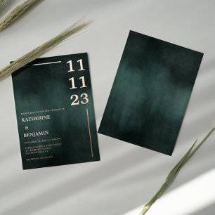 Invitation En Aluminium Mariage élégant vert émeraude moderne