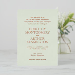 Invitation En Aluminium Mariage Élégant Vert Sauge Moderne