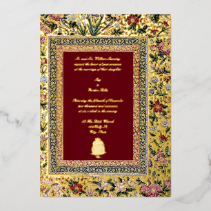 Invitation En Aluminium Mariage élégant vintage 1618 Oiseaux indiens et fl