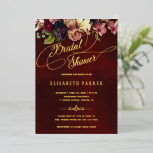 Invitation En Aluminium Mariage élégant vintage calligraphie dorée bordeau