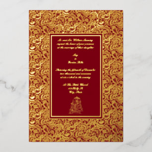 Invitation En Aluminium Mariage élégant vintage indien à feuilles d'or