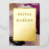 Invitation En Aluminium MARIAGE | Élégante broche à brosse en or Cassis (Recto)