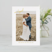Invitation En Aluminium Mariage Elopement Gold Foil Photo (Debout devant)