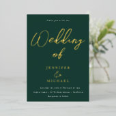Invitation En Aluminium Mariage Emerald Green & Gold (Debout devant)