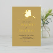 Invitation En Aluminium Mariage en Alaska Or (Debout devant)