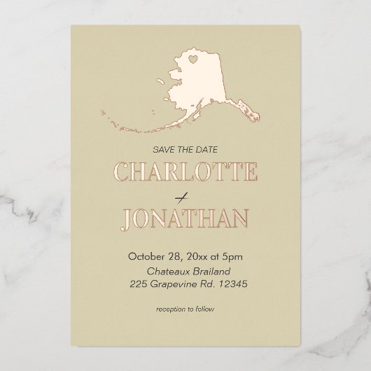 Invitation En Aluminium Mariage en Alaska Rose Gold (Recto)