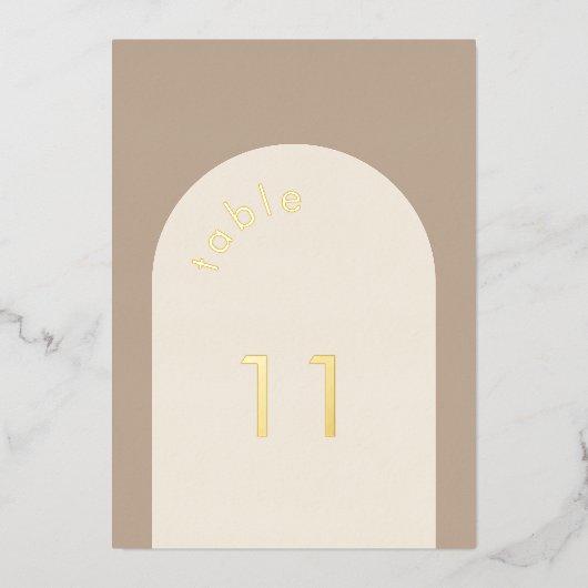 Invitation En Aluminium Mariage en arche beige de sable géométrique minima (Recto)