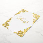 Invitation En Aluminium Mariage en dentelle florale RSVP Real Gold (Rotation)