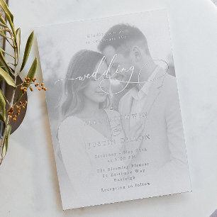 Invitation En Aluminium Mariage en écriture de feuille d'argent et portrai