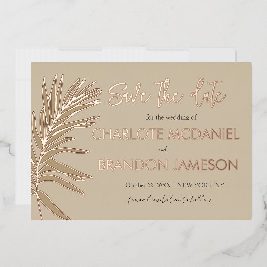 Invitation En Aluminium Mariage En Feuille De Palme Tropicale Enregistrer (Enveloppe)