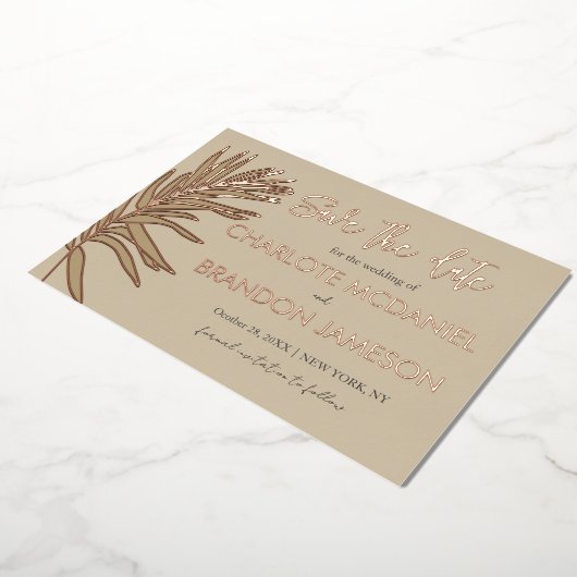 Invitation En Aluminium Mariage En Feuille De Palme Tropicale Enregistrer  (Rotation)