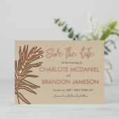 Invitation En Aluminium Mariage En Feuille De Palme Tropicale Enregistrer  (Debout devant)