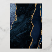 Invitation En Aluminium Mariage en marbre d'Agate bleu marine moderne (Verso)