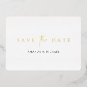 Invitation En Aluminium Mariage en or moderne simple Élégant Enregistrer l (Recto)