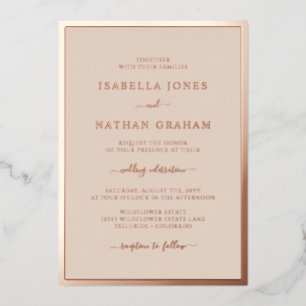 Invitation En Aluminium Mariage en or rose