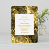 Invitation En Aluminium Mariage en pierre de taille noire or Topaz (Debout devant)