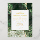 Invitation En Aluminium Mariage en pierre grise foncée vert olive (Recto)