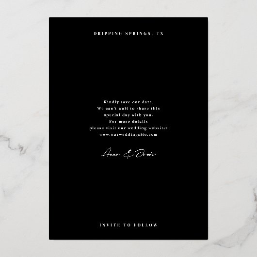 Invitation En Aluminium Mariage en rayon simple Enregistrer la date (Verso)