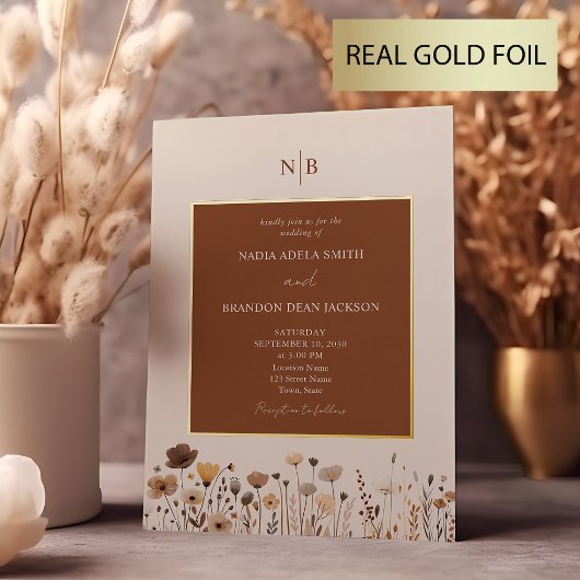 Invitation En Aluminium Mariage en terre cuite Fleur sauvage rustique