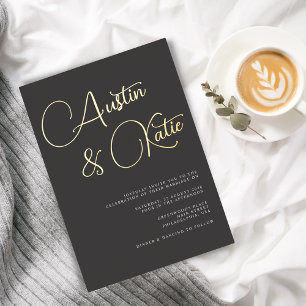 Invitation En Aluminium Mariage en typographie de script surdimensionné no