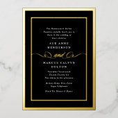 Invitation En Aluminium Mariage encadré d'or de calligraphie noire classiq (Recto)