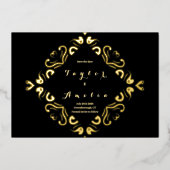 Invitation En Aluminium Mariage Enregistrer la date Black Real Gold (Recto)